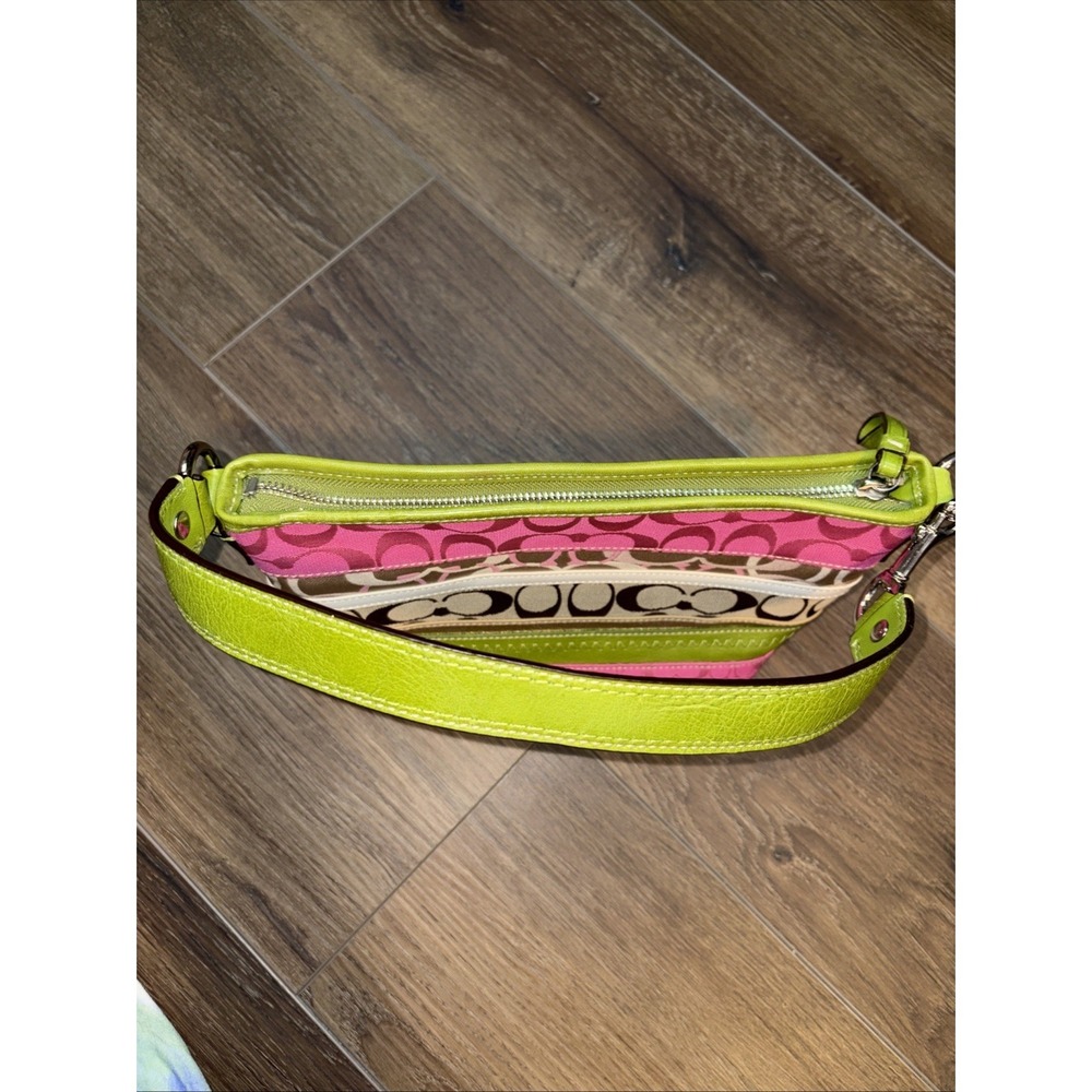 Coach Bleecker Daisy Patchwork Demi Bag F14725 Pink Green Striped Vintage Y2K - Picture 4 of 12